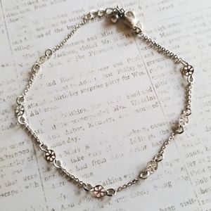 Dainty vintage ankle bracelet anklet silver tone NRT
